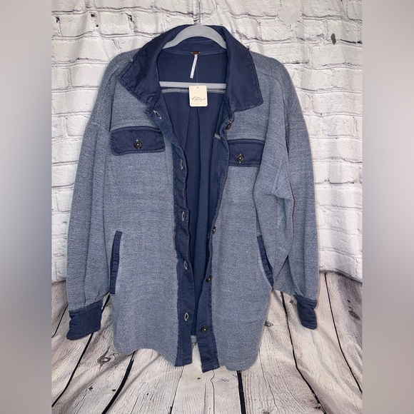 NWT Free People Ruby Shacket - Navy/Oceana Blue - Oversized - XS & Medium - Picture 6 of 17
